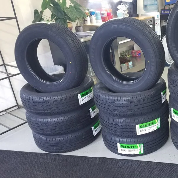 Close-up of new tires being installed at Rob's Automotive Repair Center, Clackamas, Oregon